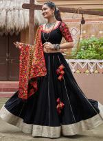 Viscose Rayon Black Navratri Wear Mirror Work Lehenga Choli